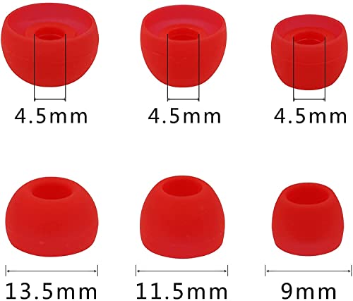 ALXCD Ear Tips Compatible with Beats Studio Buds, S M L 3 Sizes 6 Pairs Soft Silicon Earbuds Tips Eartips, Replacement for Beats Studio Buds, 6 Pairs, Red - Image 3