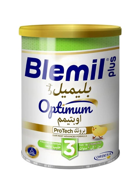 Plus 3 Optimum Protech Follow-On Formula Cow's Milk Powder For Toddlers From 1 To 3 Years 400g