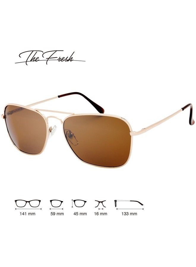 The Fresh Sunglasses for Men, Polarized, Rectangular Metal Frame, Ultra Lightweight, UV400 Protection (1-Gold, Brown), 1-gold, 59.5 mm - Image 5