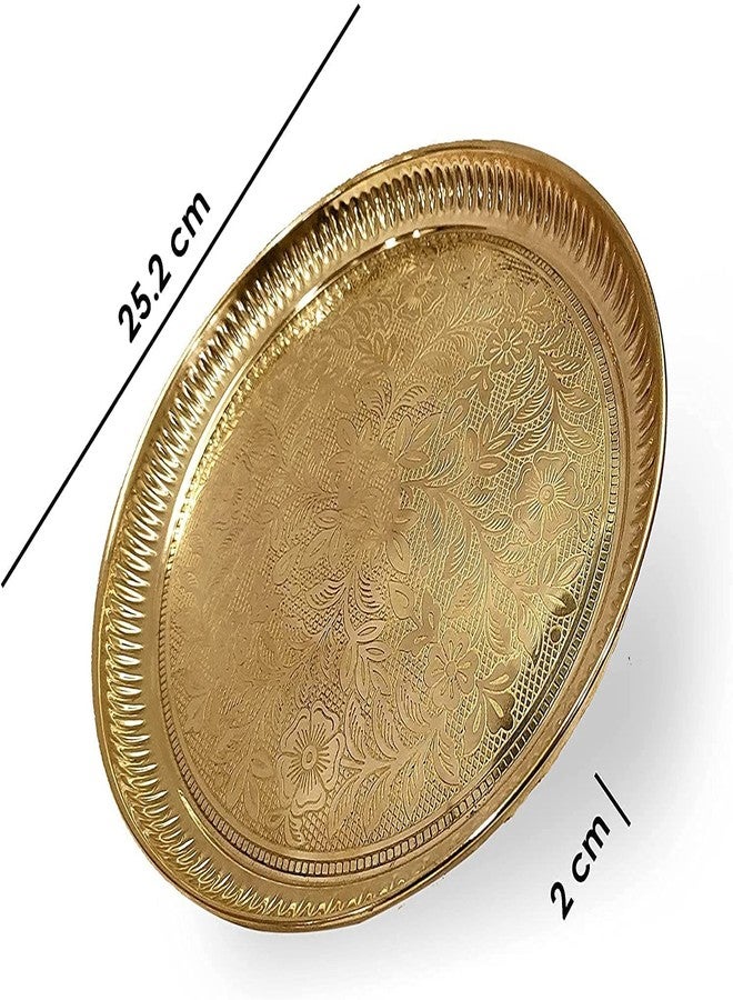 NOBILITY Brass Puja Thali Set 10 Inch Pooja Plate Arti Thali Traditional Handcrafted For Puja Diwali Home Office Mandir Wedding Return Gift Items - Image 2