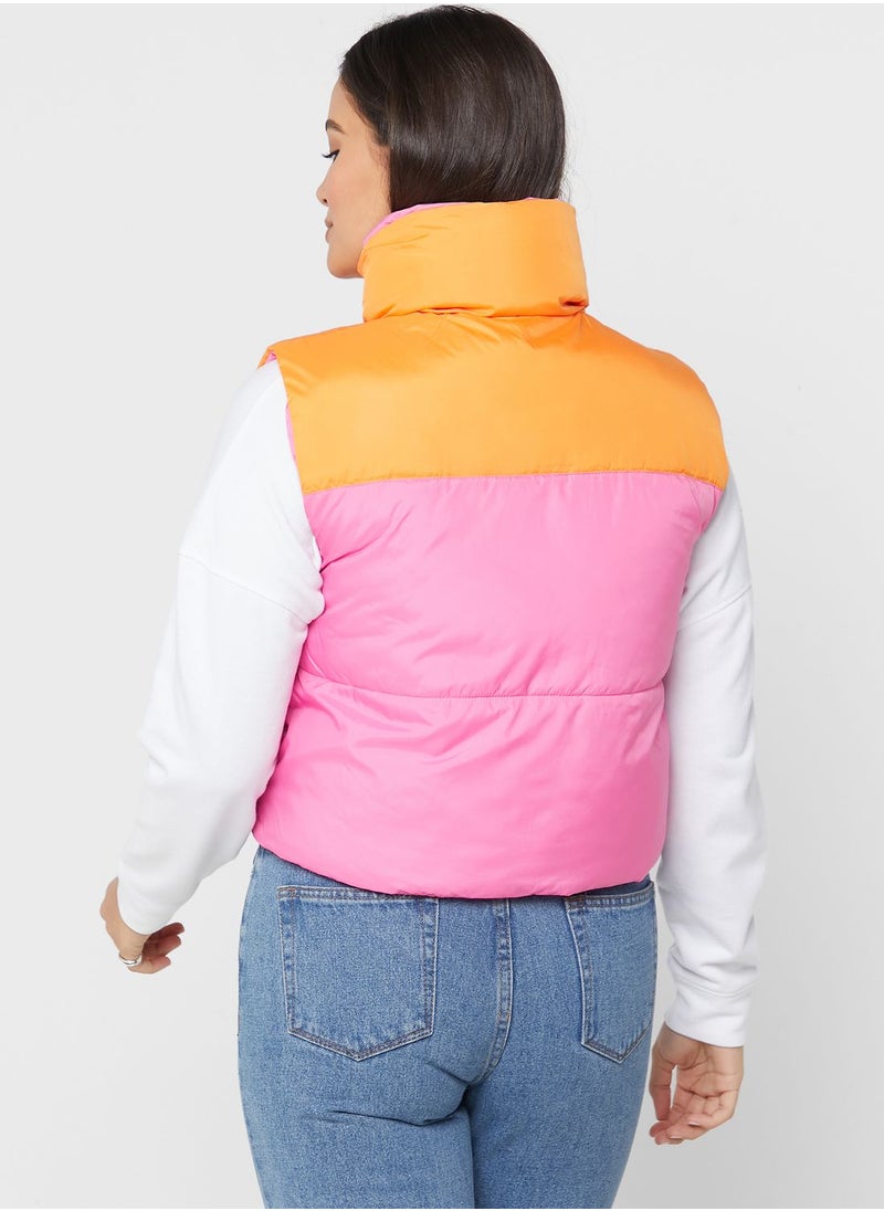 ONLY - Colour Block Puffer Vest Jacket - Image 1