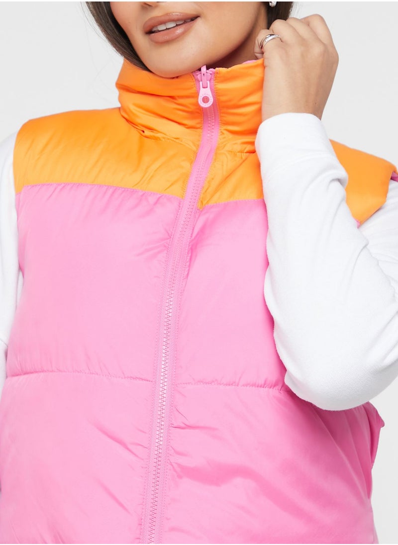 ONLY - Colour Block Puffer Vest Jacket - Image 1