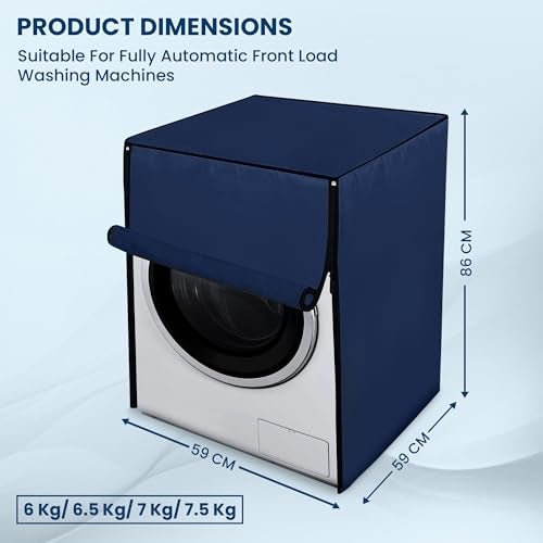 Robustt Front Load Fully Automatic Washing Machine Cover for 6 kg, 6.5 kg, 7kg & 7.5 kg (Navy Blue) | Waterproof & Dustproof Polyester Fabric with Zipper | Protection Cover | 59 x 59 x 86 cms - Image 3