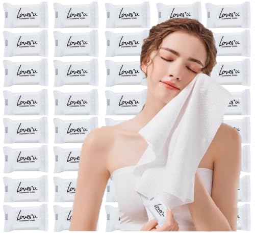 QUALIALL Premium Disposable Washcloths for travel, 40pcs Portable Disposable Pure Cotton Compressed Towels for Face Hand Washing, Thick Large, Reusable Compact, for traveling Camping, Hiking, Backpacking - Image 1