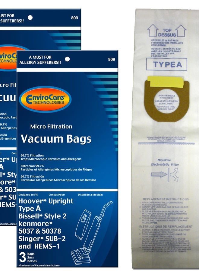 ENVIROCARE Replacement Micro Filtration Vacuum Bags for Hoover Type A Uprights 6 Bags - Image 1
