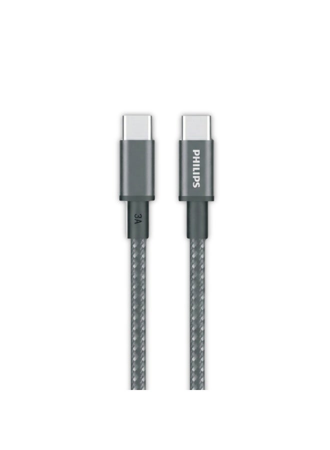 Philips USB-C to USB-C Cable 2m 60W PD (DLC5060C/00) – Fast Charging & Data Sync, Braided Design – Black - Image 4