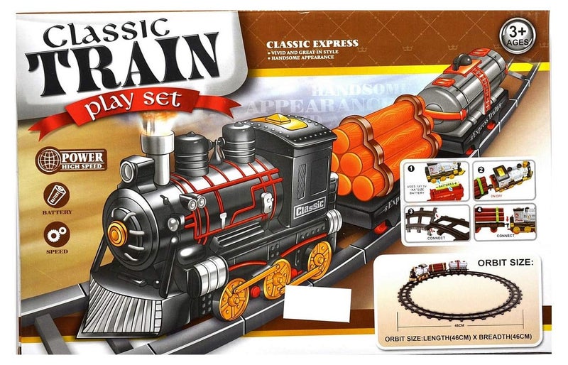 LUMO BRILLIANT TOYS Vintage Classic Electric Train Play Set Model With 11 Tracks - Battery Operated Musical Train With Music and Lights for Kids - Multicolor - Image 4