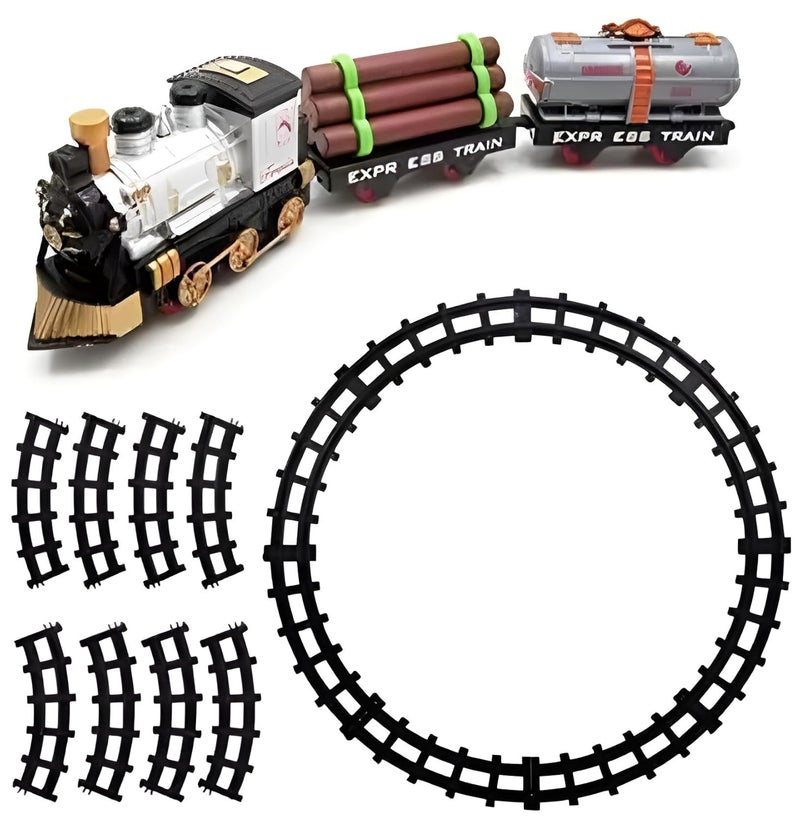 LUMO BRILLIANT TOYS Vintage Classic Electric Train Play Set Model With 11 Tracks - Battery Operated Musical Train With Music and Lights for Kids - Multicolor - Image 1