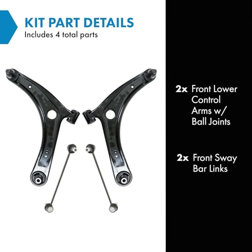 TRQ Front Suspension Kit Control Arm with Ball Joint Sway Bar Stabilizer Link Compatible with 2008-2017 Mitsubishi Lancer 2008-2019 Outlander 2011-2019 Outlander Sport MI4510102 MI4511102 - Image 2