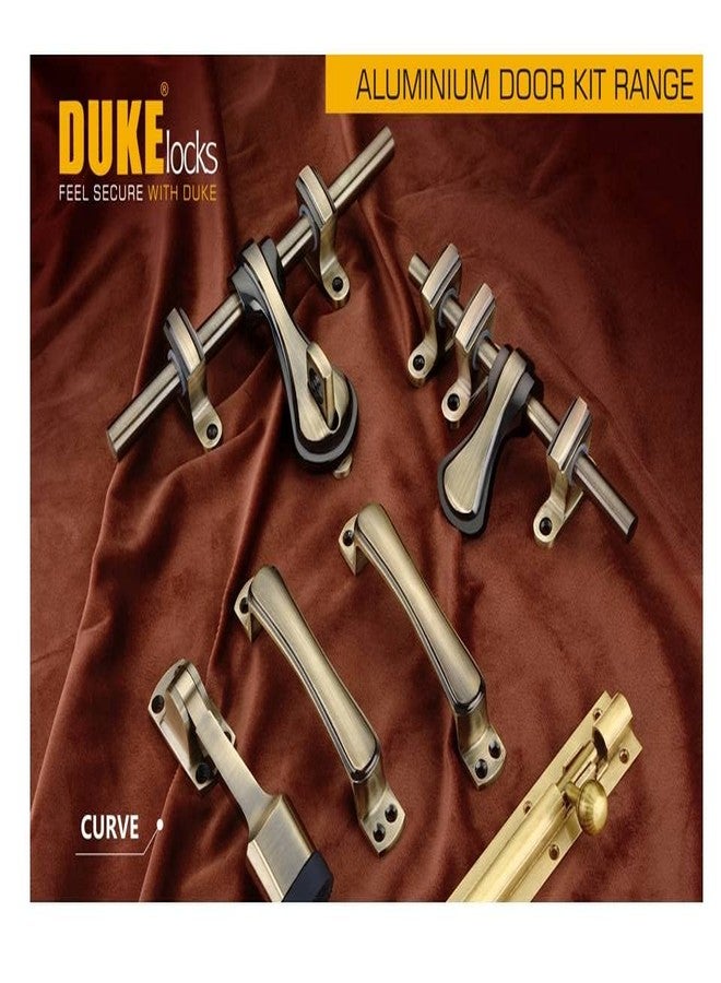 DUKE |Single Door Fittings & Kit | Curve(10"-1 Aldrop, 8"-1 Latch, 2 Handles, 1 Tower Bolt and 1 Door Stopper) | Brass Antique Finish | Designer Door Hardware (Cloud) - Image 5