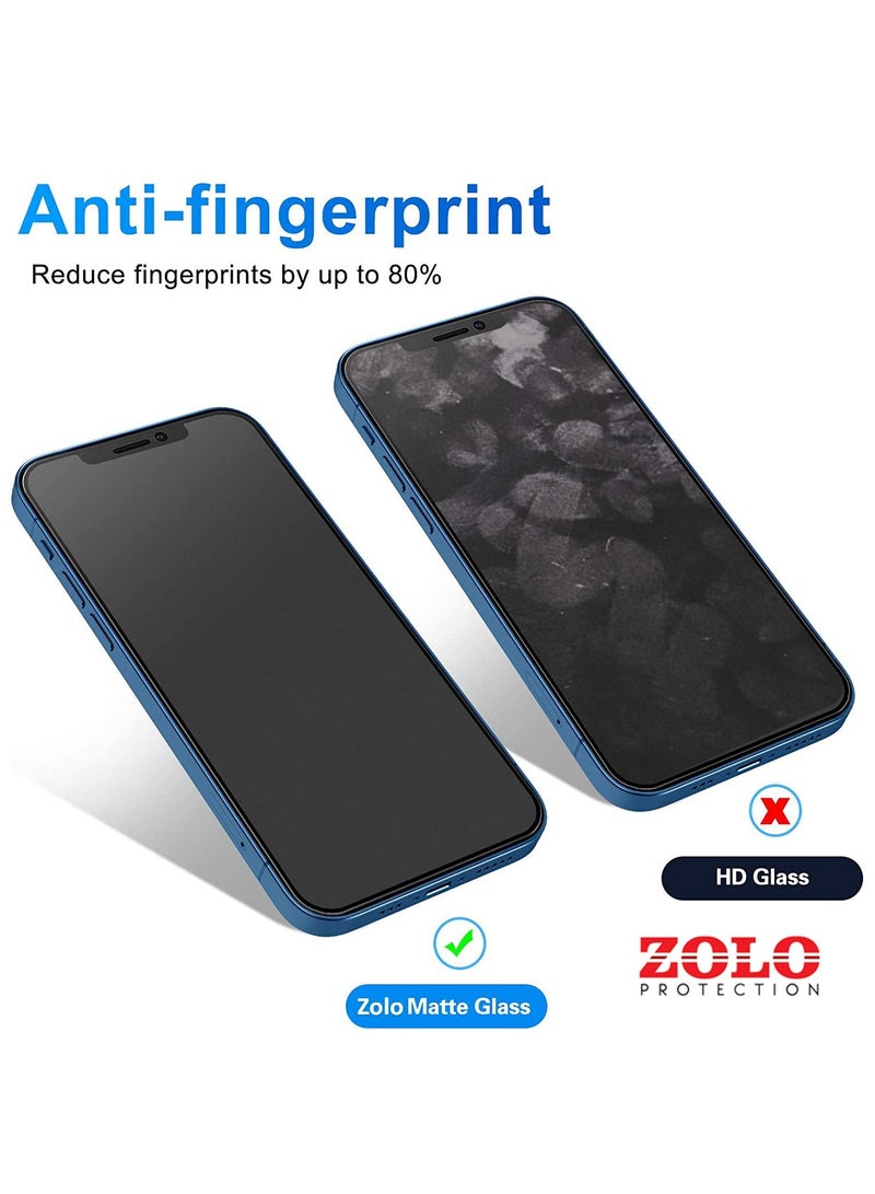 Zolo واقي شاشة Zolo Anti-Spy Anti-Fingerprint Matt Privacy 9D من الزجاج المقوى لهاتف Apple iPhone 13 mini باللون الأسود - Image 3