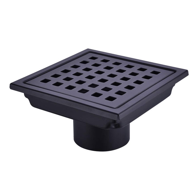 Nicmondo Square Shower Drain 4 inch Nicmondo Point Center Floor Waste Drain with Removable Grate Cover Stainless Steel 11cm x 11cm Matte Black 