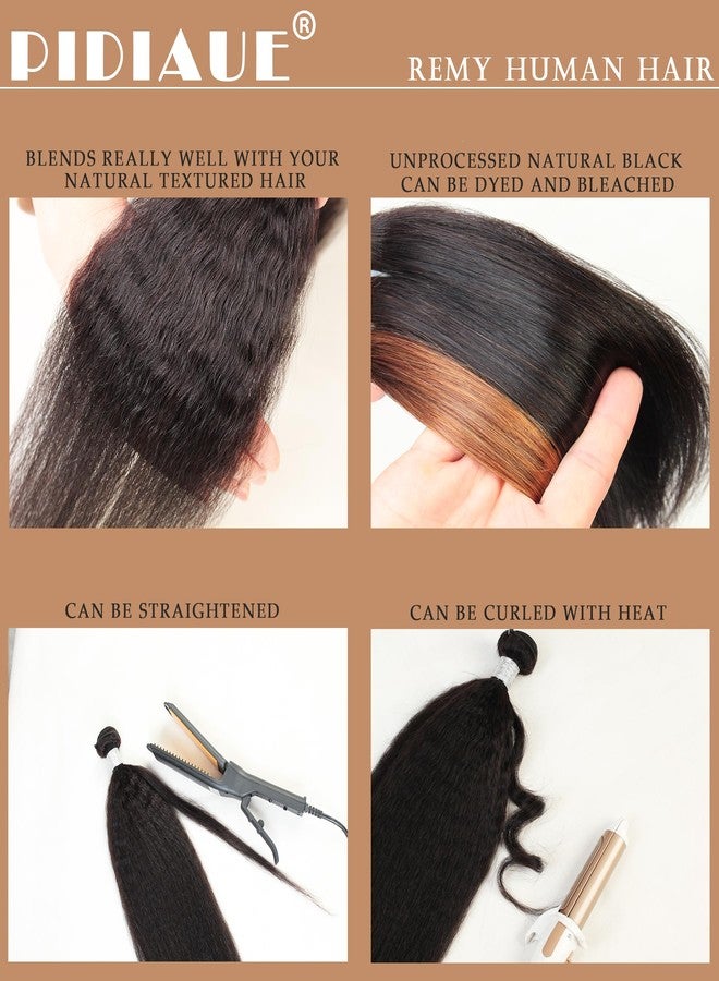 PIDIAUE Yaki Straight Bundles Human Hair 16 18 20 inch Kinky Straight 3 Bundles Weave Real Unprocessed Brazilian Remy Hair Extensions Natural Color - Image 4