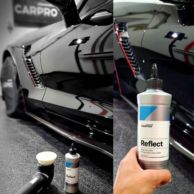 CarPro بوليش تشطيب عالي اللمعان من CARPRO - لمسة عاكسة ولامعة بدون مواد تعبئة دائمة، سيليكون، شمع، بوليمرات، أو تفلون - آمن لورش السيارات، بدون غبار. دوار وعمل مزدوج - لتر (34 أونصة)  - Image 5