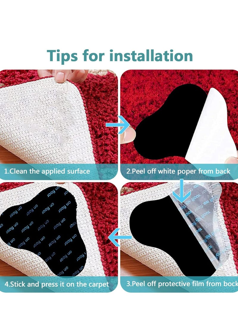 Oasisgalore Carpet Anti Slip Underlay,12 Pieces Washable Anti Slip Mat for Carpet, Strong Stickiness,Flower Shape - Image 4