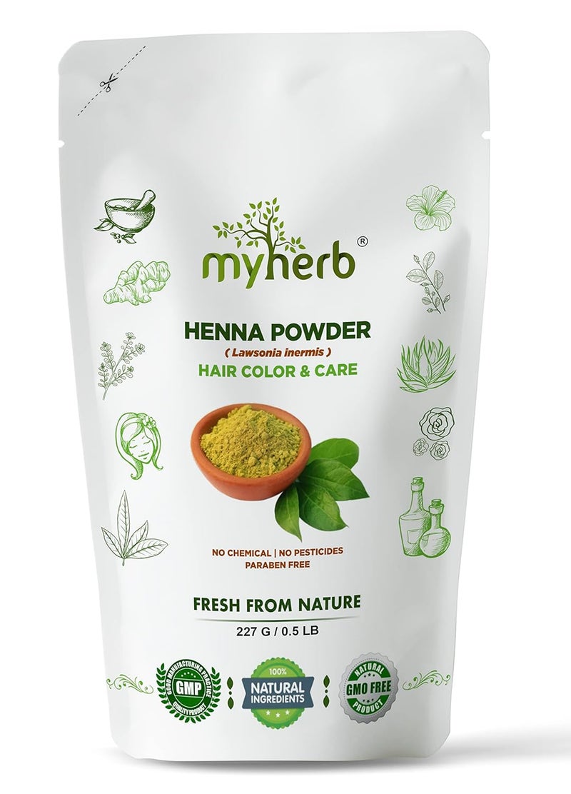 MYHERB Pure Natural 100 Organic Heena Powder Lawsonia Inermis  227 Gm05 Lbs  Ayurvedic Formula  For Hair Mask  For Men  Women - Image 1