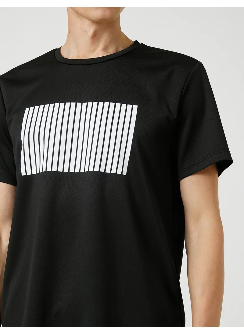 كوتون Striped Sports T-Shirt Crew Neck Short Sleeve