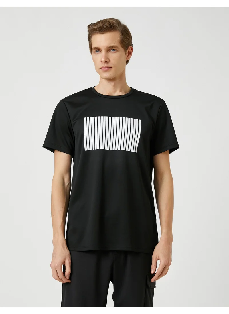 كوتون Striped Sports T-Shirt Crew Neck Short Sleeve