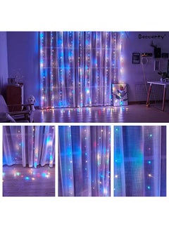 إيروريكس 3M*3M ستائر سلسلة أضواء 300 LED تعمل بالطاقة USB أضواء خرافية قابلة للتعتيم مع 8 أوضاع إضاءة عن بعد أضواء سلسلة مقاومة للماء لحفلات الزفاف والحديقة ديكور رمضان ملون  - Image 5