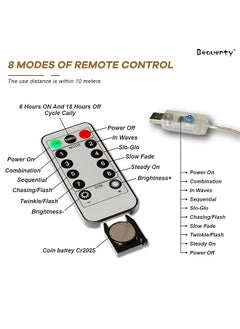 إيروريكس 3M*3M ستائر سلسلة أضواء 300 LED تعمل بالطاقة USB أضواء خرافية قابلة للتعتيم مع 8 أوضاع إضاءة عن بعد أضواء سلسلة مقاومة للماء لحفلات الزفاف والحديقة ديكور رمضان ملون  - Image 3