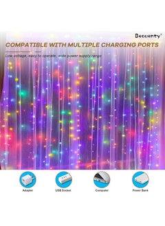 إيروريكس 3M*3M ستائر سلسلة أضواء 300 LED تعمل بالطاقة USB أضواء خرافية قابلة للتعتيم مع 8 أوضاع إضاءة عن بعد أضواء سلسلة مقاومة للماء لحفلات الزفاف والحديقة ديكور رمضان ملون  - Image 4