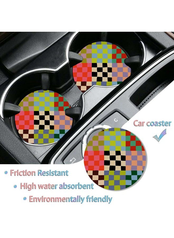 DGDRHZ Checkered License Plate Frames，Checkered Car Accessories for Women，Cute Licens,e Plate Holder，Aluminum License Plate Frame Fits Standard US Vehicles Size 12.2 x 6 Inch (Multicolor-2pcs) - Image 3