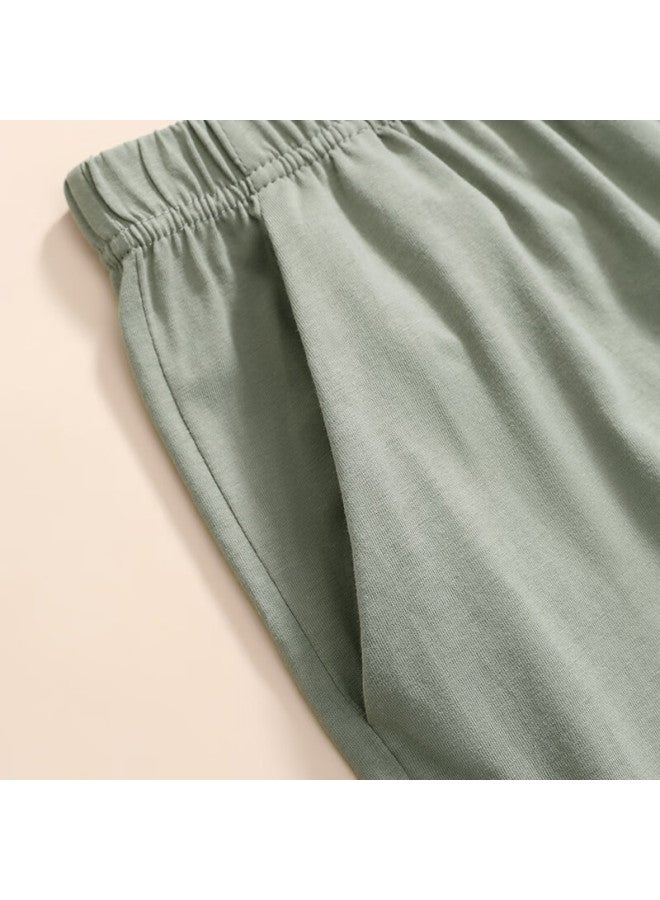 Fenton Fenteng Men'S Sleep Shorts, Summer Pure Cotton Shorts, Sports Casual Five-Point Pants, All-Cotton Loungewear, Army Green, L - Image 5