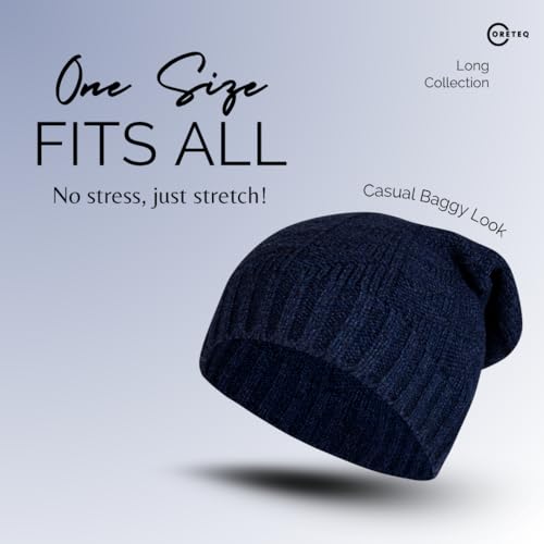 Coreteq Unisex Melange Long Slouchy Woollen Beanie Winter Cap (Everyday Blue, Free Size, Pack of 1) - Image 2