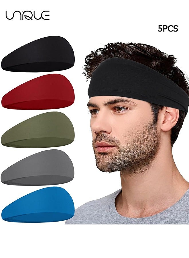 Unique Sports Headbands for Men (5 Pack),Moisture Wicking Workout Headband, Sweatband Headbands for Running,Cycling,Football,Yoga,Hairband for Women and Men  - Image 1