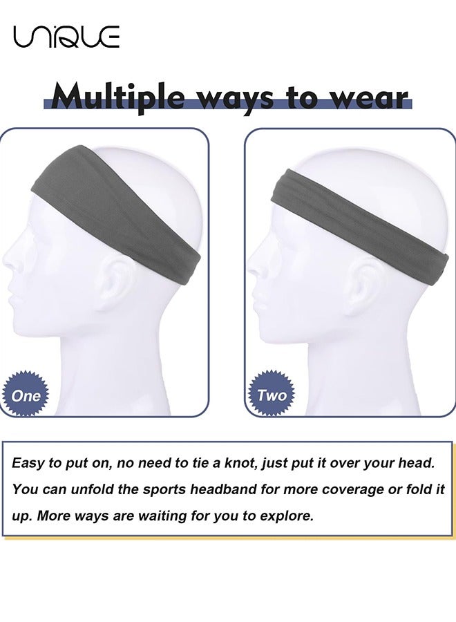 Unique Sports Headbands for Men (5 Pack),Moisture Wicking Workout Headband, Sweatband Headbands for Running,Cycling,Football,Yoga,Hairband for Women and Men  - Image 4