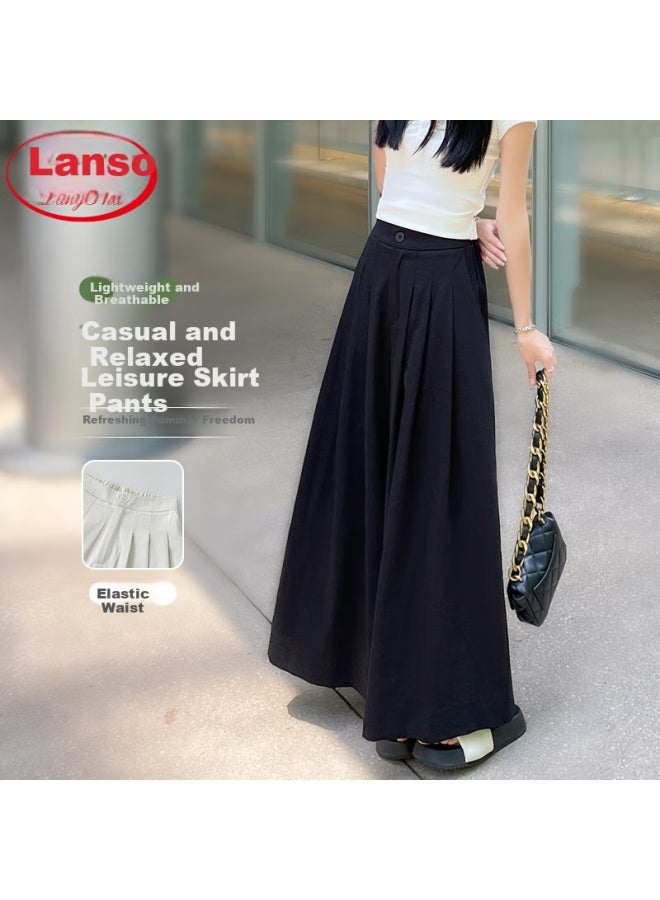 Langsha High-waisted Casual Skirt Pants, Summer Lightweight Straight-leg Draping Slimming Wide-leg Pants, Flowing A-line Skirt Casual Trousers For Wome