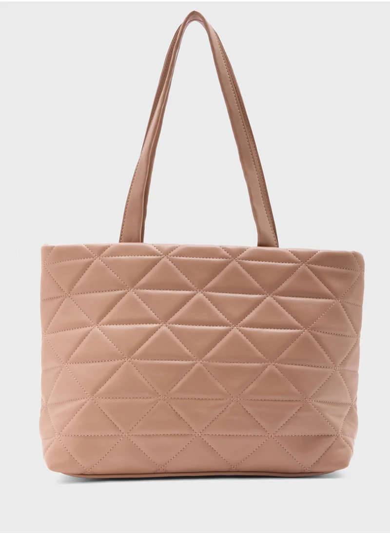 Ginger Quilted Geometric Texture Tote Bag