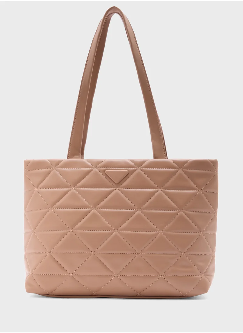Ginger Quilted Geometric Texture Tote Bag