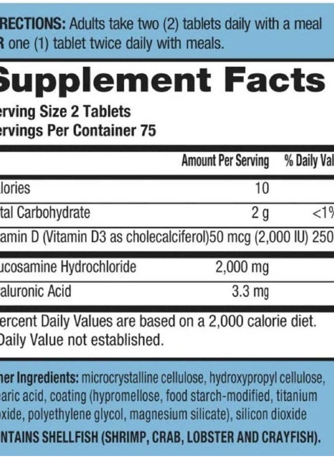 Schiff - Glucosamine with Vitamin D3 & Hyaluronic Acid, 2000mg of Glucosamine, Joint Care Supplement Helps Lubricate & Protect Joints*, 150 Count (Pack of 2) - Image 1