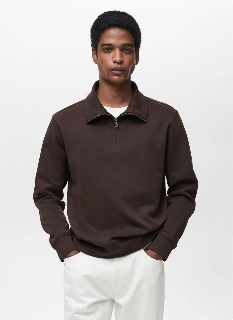 Mango Man Regular-Fit Zip Sweatshirt