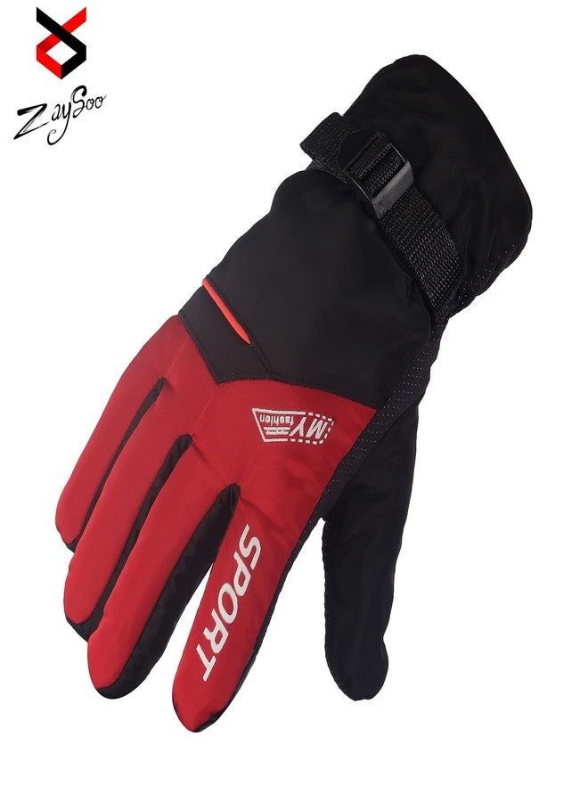ZaySoo Gloves Sports My Fashion Design Touchscreen Compatible On Thumbs, Index Finger Sports Gloves - Red - Image 5