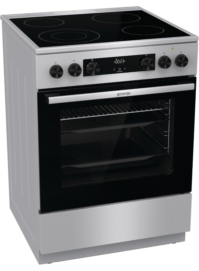 Gorenje 60 cm Freestanding Ceramic Cooker GECS6C70XC – Premium 4-Zone Ceramic Hob with Fan-Assisted Oven & AirFry Function GECS6C70XC silver - Image 4