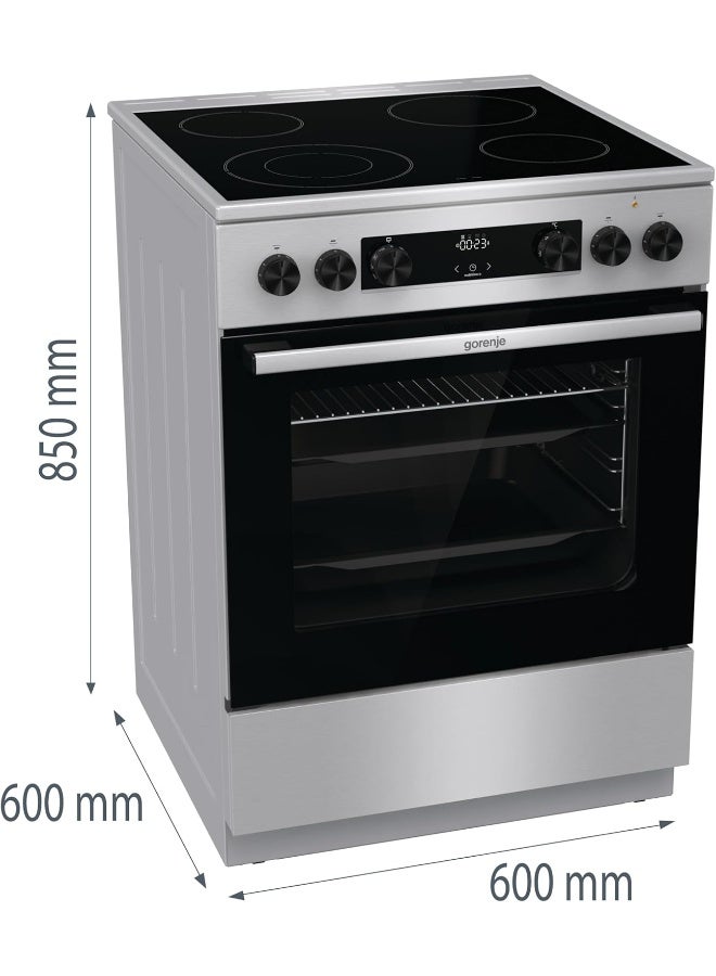 Gorenje 60 cm Freestanding Ceramic Cooker GECS6C70XC – Premium 4-Zone Ceramic Hob with Fan-Assisted Oven & AirFry Function GECS6C70XC silver - Image 3