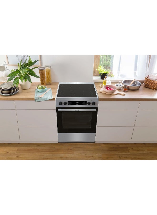 Gorenje 60 cm Freestanding Ceramic Cooker GECS6C70XC – Premium 4-Zone Ceramic Hob with Fan-Assisted Oven & AirFry Function GECS6C70XC silver - Image 2