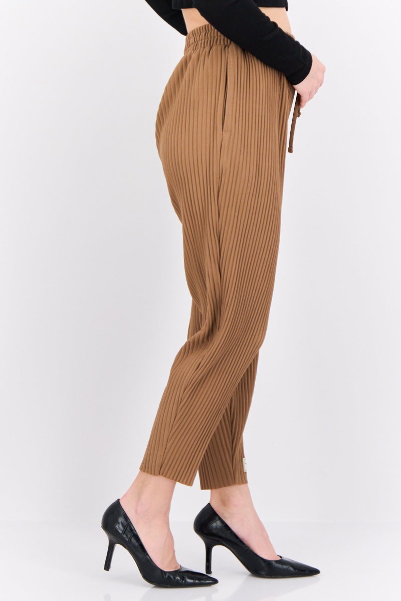 The Giving Movement Women Regular Fit Textured Tapered Pants, Tan - Image 2