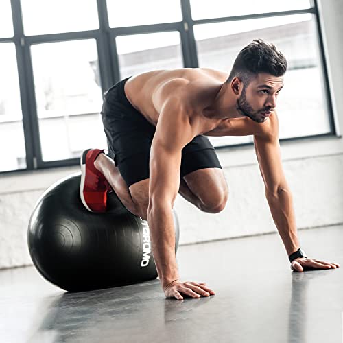 STOROMO Exercise Ball,Yoga Ball(with Exercise Tutorial)，Extra Thick Non-Slip,Holds 2500 lbs, Workout Ball for Pregnancy Birthing and Balance Stability (Black, 55cm/21.6in) - Image 3