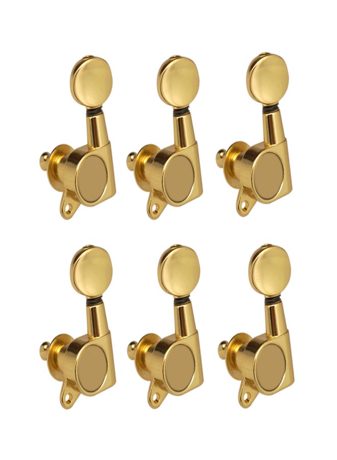 Guitar String Tuning Pegs Tuning Machines Sealed Machine Heads Grover Tuners Tuning Keys Oval Button 6 Left for Electric Guitar or Acoustic Guitar Chrome Gold - Image 1