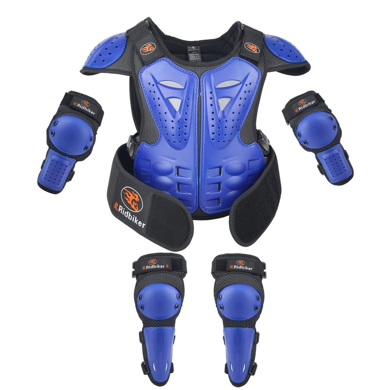Kids Dirt Bike Gear Chest Protector MotocrossYouth Motorcycle Armor Suit with Knee Shin Guard Elbow Pads for Boys Girls Riding Protective Gear