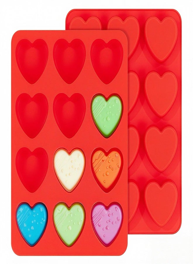 Apiocmy Heart Silicone Mold - 2Pcs Silicone Baking Pan, Non-stick and Bpa Free for Candy Chocolate Gummies Baking - Image 1