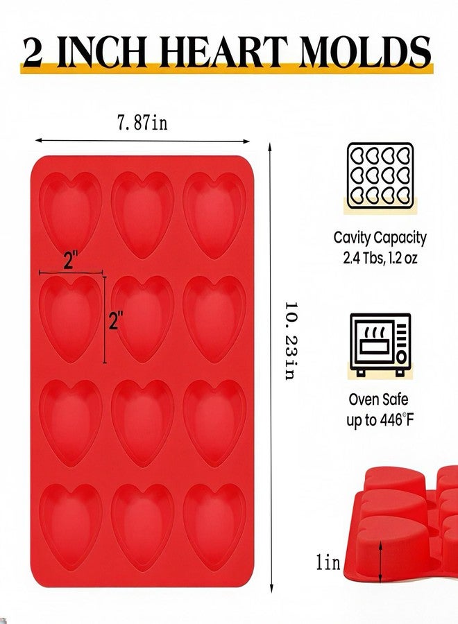 Apiocmy Heart Silicone Mold - 2Pcs Silicone Baking Pan, Non-stick and Bpa Free for Candy Chocolate Gummies Baking - Image 2