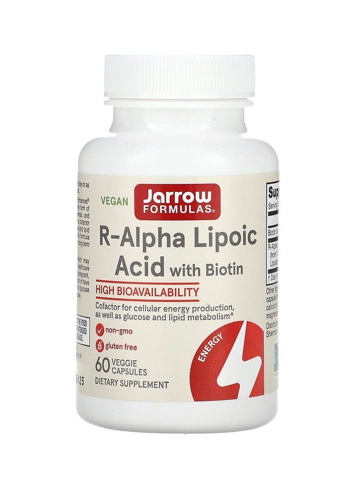 jarrow formulas R-Alpha Lipoic Acid with Biotin, 60 Veggie Capsules