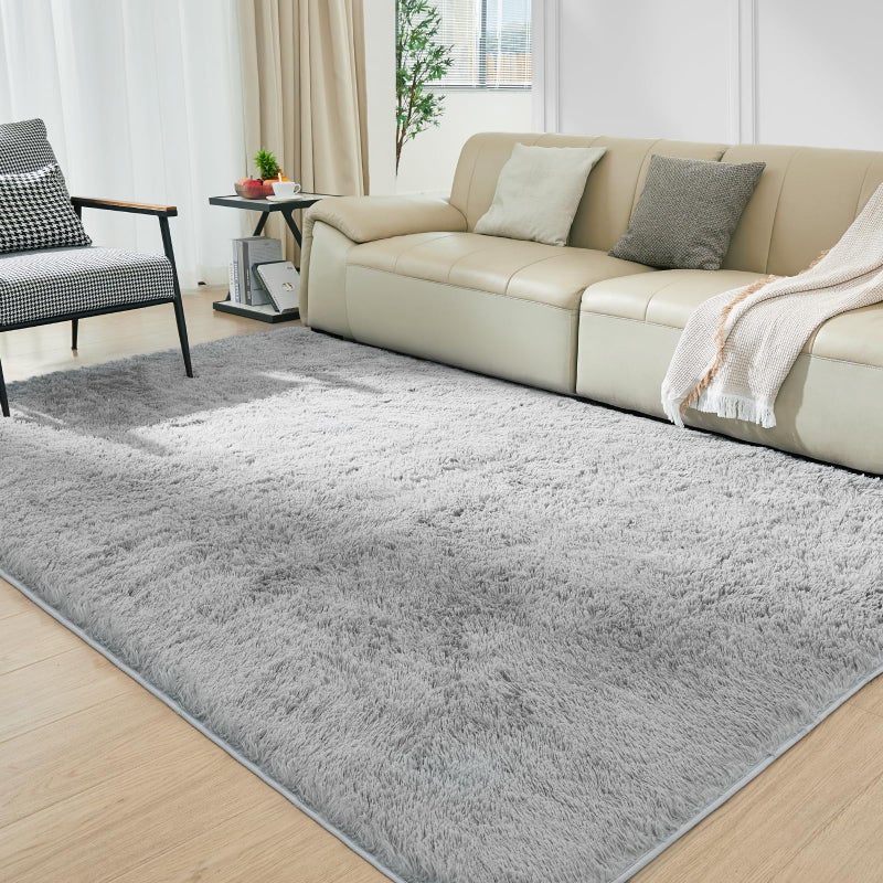 Fairblink Ultra Soft Rug for Living Room, 5X8 Fluffy Shag Area Rug for Bedroom, Modern Shaggy Carpet Fuzzy Rug for Teens Dorm Nursery Home Decor Aesthetic, Upgrade Anti-Skid Durable, Light Grey - Image 3