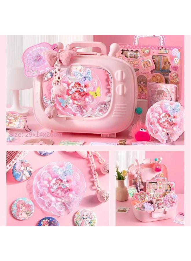 Bluejw Hand Account Suit Gift Box Girl's Heart Cute Hand Account Book Children's Full Set Of Goo Card Stickers Suitcase Surprise Treasure Box - Image 2