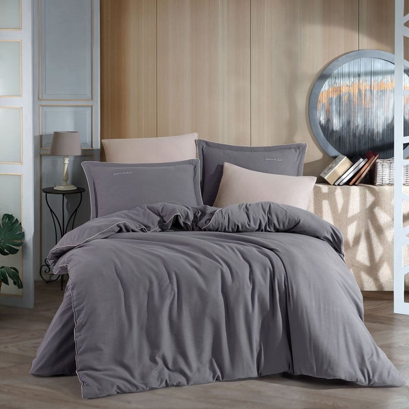 Hobby Twill Double Duvet Cover Set - Anthracite - Image 1