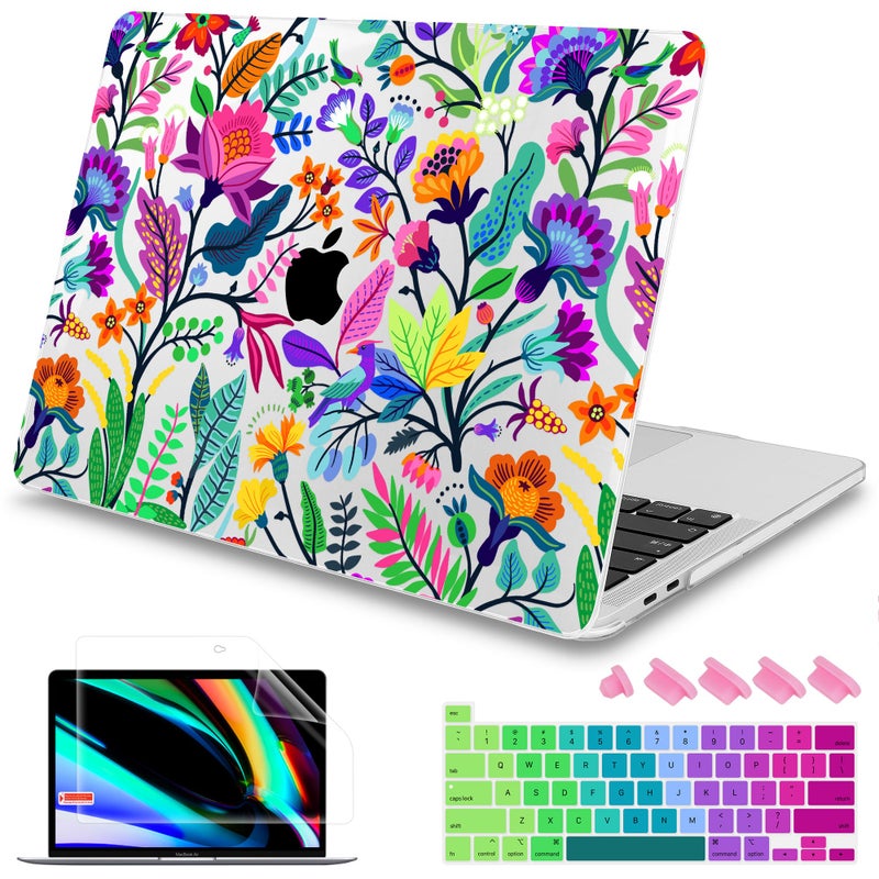 Mektron ميكترو ن غلاف ل MacBook Pro 16 بوصة A2141 إصدار 2019 2020 مع شاشة ريتينا و شريط اللمس و Touch ID، غلاف صلب مزخرف بألوان زاهية، غلاف لوحة مفاتيح، واقي شاشة، سدادة غبار - Image 1